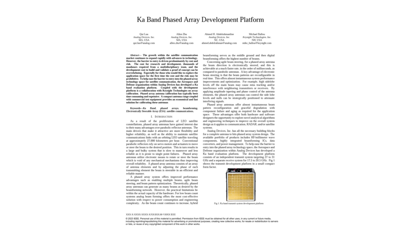 Ka Band Phased Array Development Platform